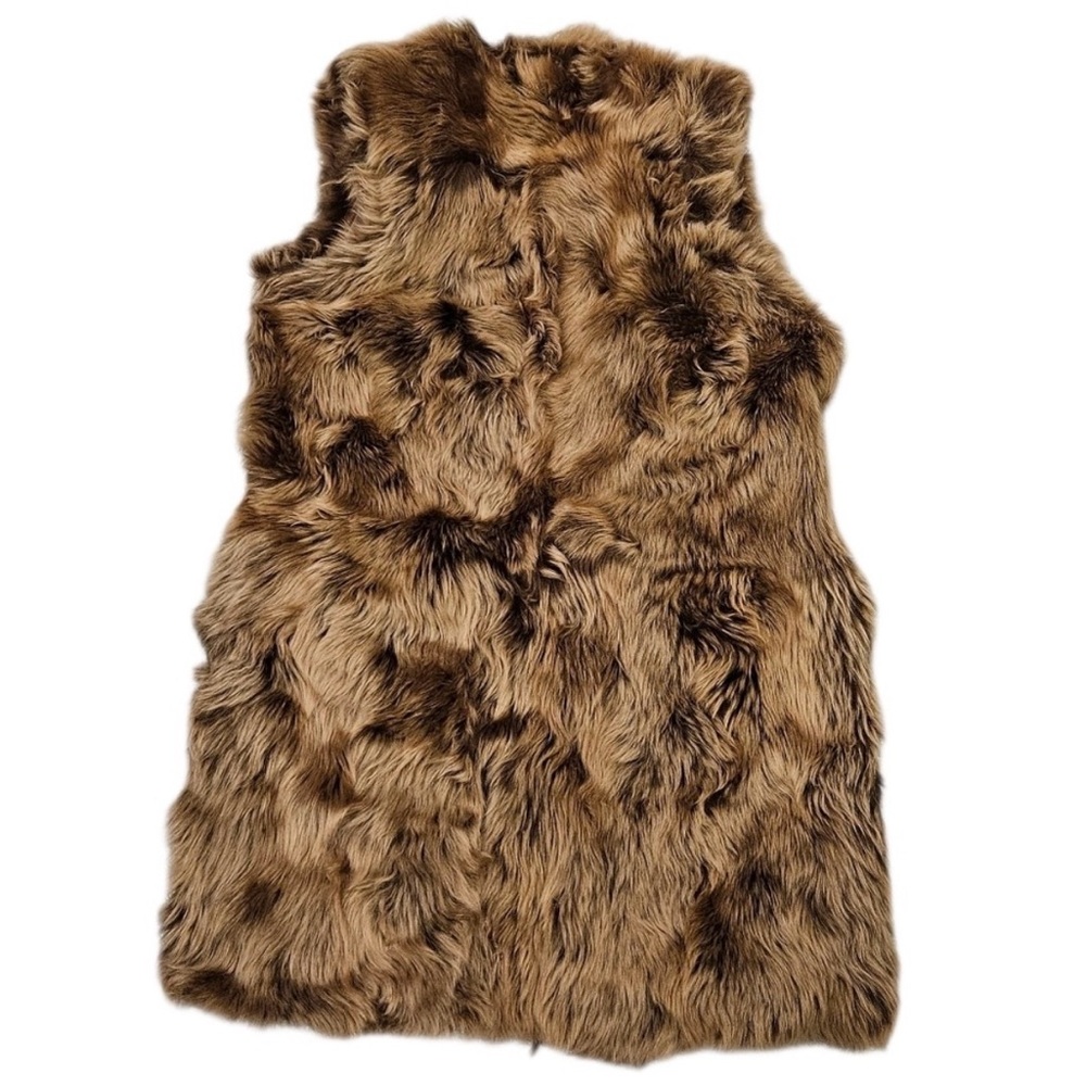 Ralph Lauren Blue Label Runway Brown Dyed Lamb Fur Shearling Vest Silk Medium - Picture 2 of 5